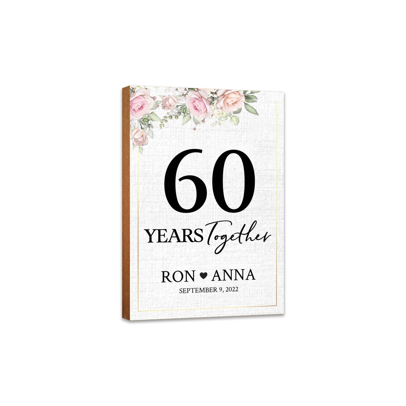 Personalized Unique Shelf Décor and Tabletop Signs Gifts for 60th Wedding Anniversary - LifeSong Milestones
