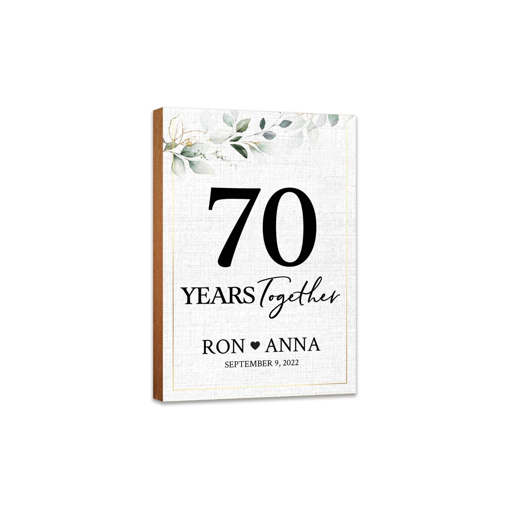 Personalized Unique Shelf Décor and Tabletop Signs Gifts for 70th Wedding Anniversary - LifeSong Milestones