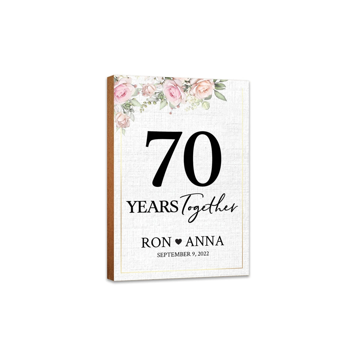 Personalized Unique Shelf Décor and Tabletop Signs Gifts for 70th Wedding Anniversary - LifeSong Milestones