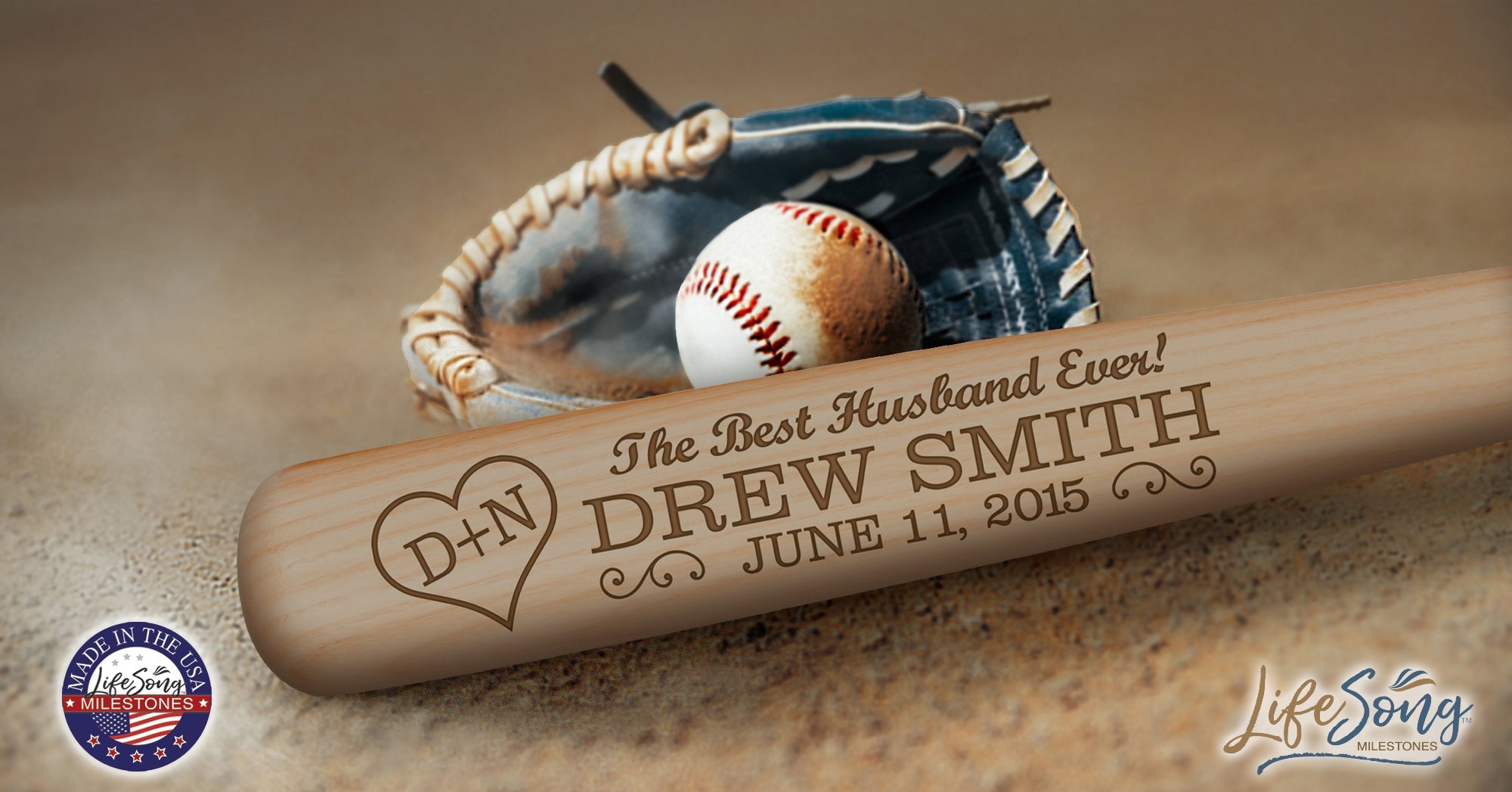 Personalized Unique Wedding Anniversary Baseball Bat - Best Husband Ever - LifeSong Milestones