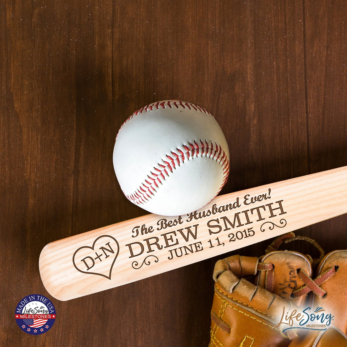 Personalized Unique Wedding Anniversary Baseball Bat - Best Husband Ever - LifeSong Milestones