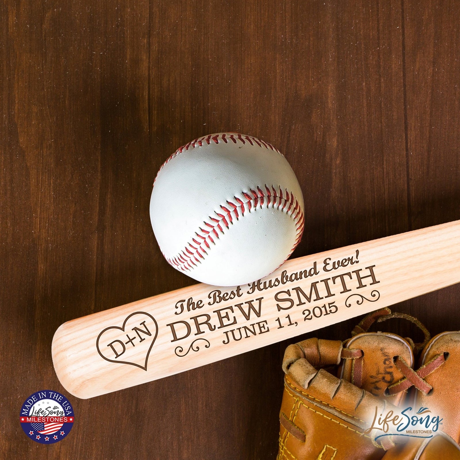 Personalized Unique Wedding Anniversary Baseball Bat - Best Husband Ever - LifeSong Milestones