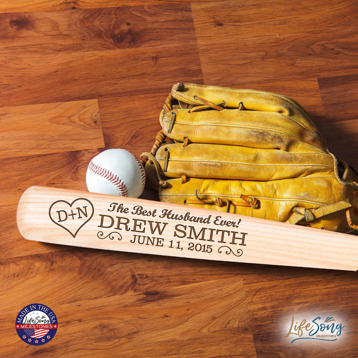 Personalized Unique Wedding Anniversary Baseball Bat - Best Husband Ever - LifeSong Milestones