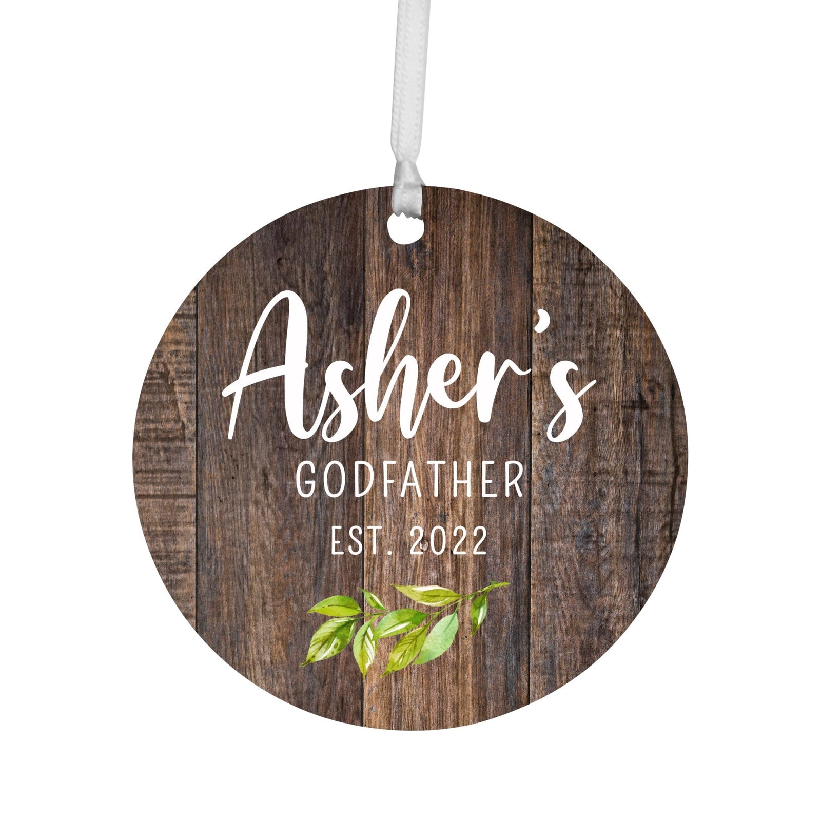 Personalized Unique Wooden Baptism Hanging Ornament Gift for Godfather - LifeSong Milestones