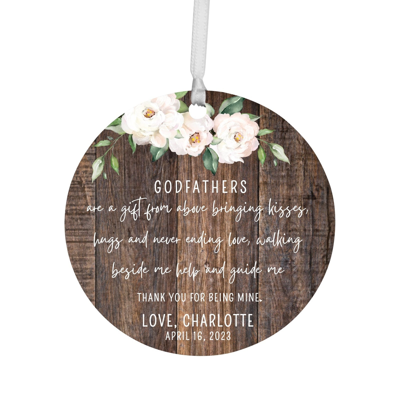 Personalized Unique Wooden Baptism Hanging Ornament Gift for Godfather - Are A Gift From Above - LifeSong Milestones