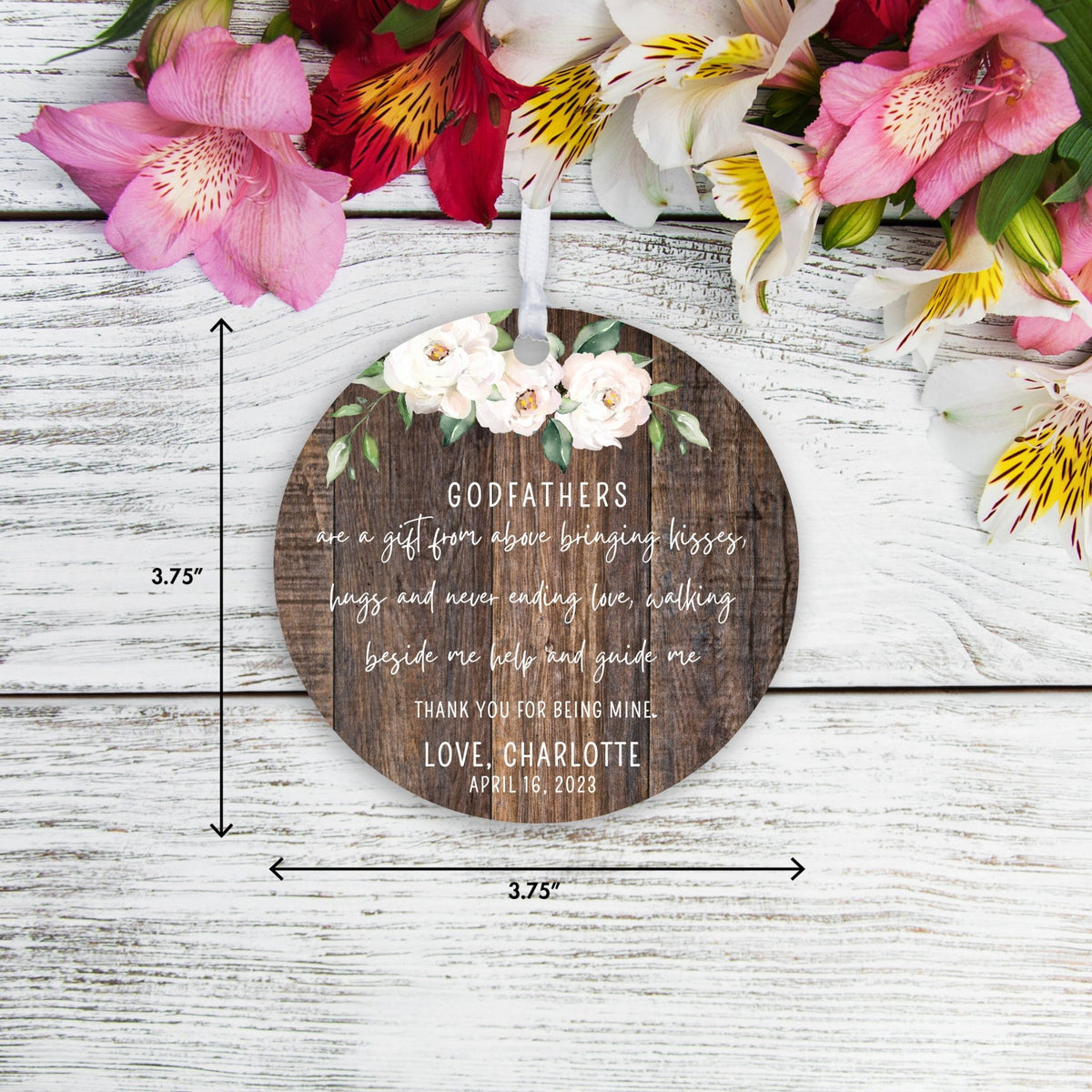 Personalized Unique Wooden Baptism Hanging Ornament Gift for Godfather - Are A Gift From Above - LifeSong Milestones
