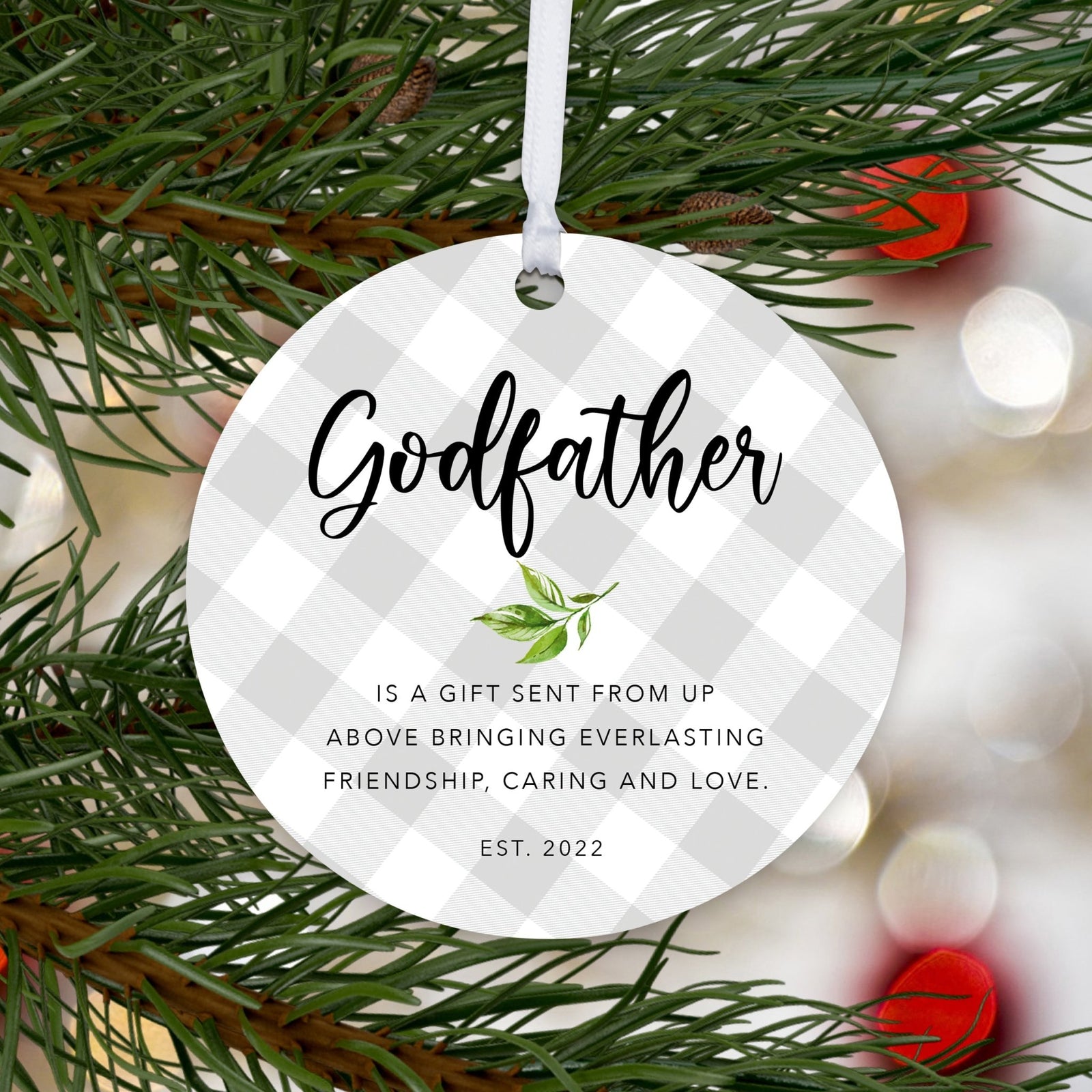 Personalized Unique Wooden Baptism Hanging Ornament Gift for Godfather - Is A Gift Sent From Above - LifeSong Milestones