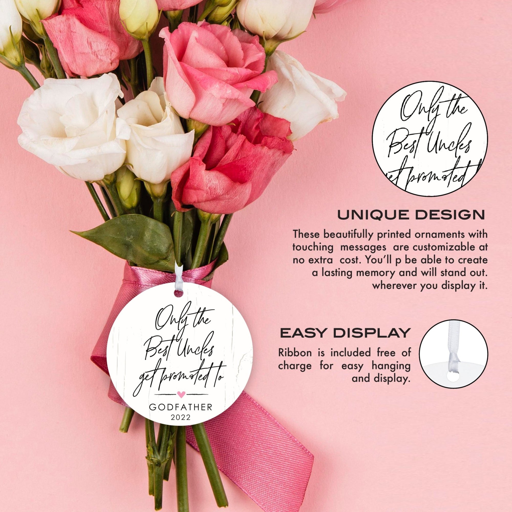 Personalized Unique Wooden Baptism Hanging Ornament Gift for Godfather - Only The Best Uncles - LifeSong Milestones