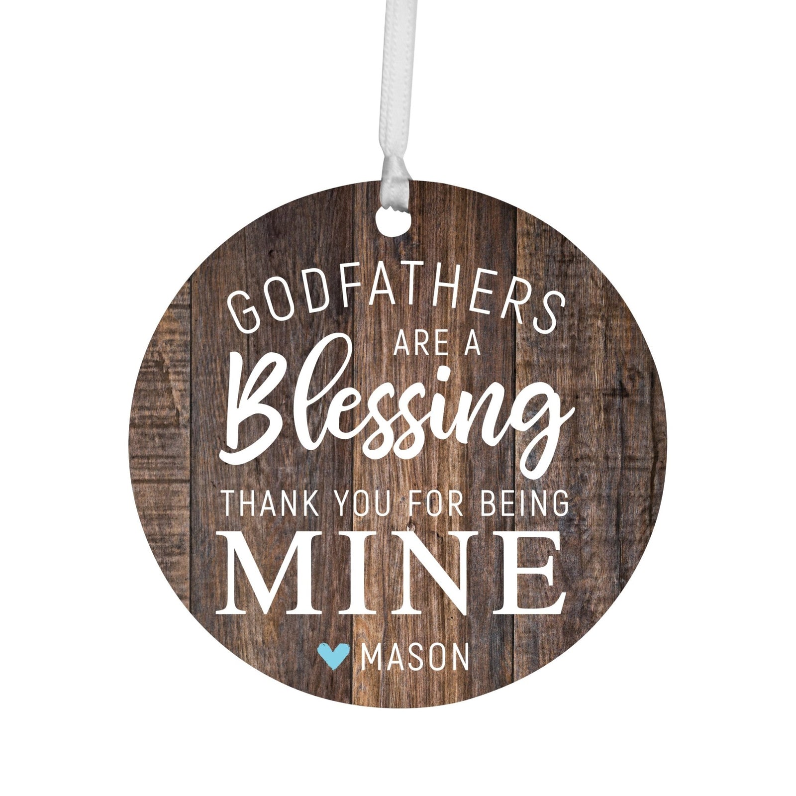 Personalized Unique Wooden Baptism Hanging Ornament Gift for Godfather - Thank You For Being Mine - LifeSong Milestones