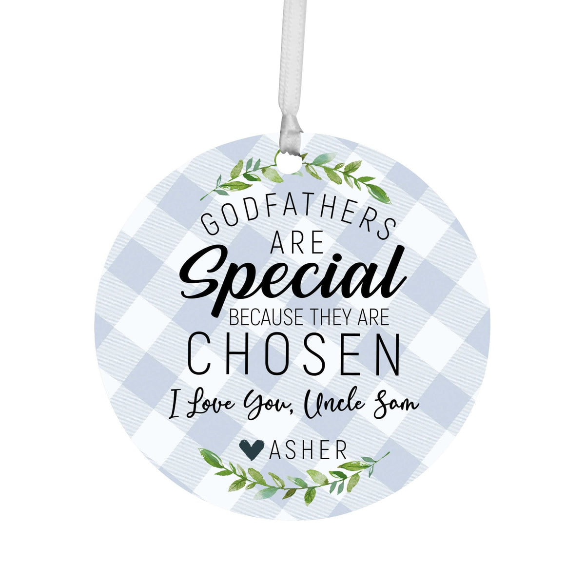 Personalized Unique Wooden Baptism Hanging Ornament Gift for Godfather - They Are Chosen - LifeSong Milestones