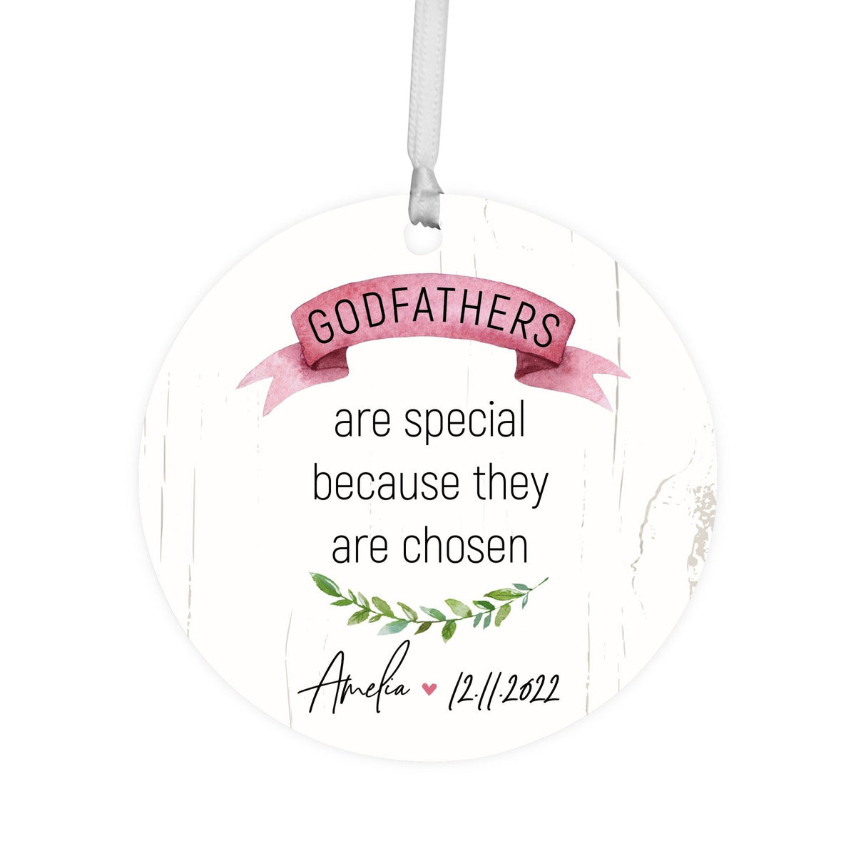 Personalized Unique Wooden Baptism Hanging Ornament Gift for Godfather - They Are Chosen - LifeSong Milestones