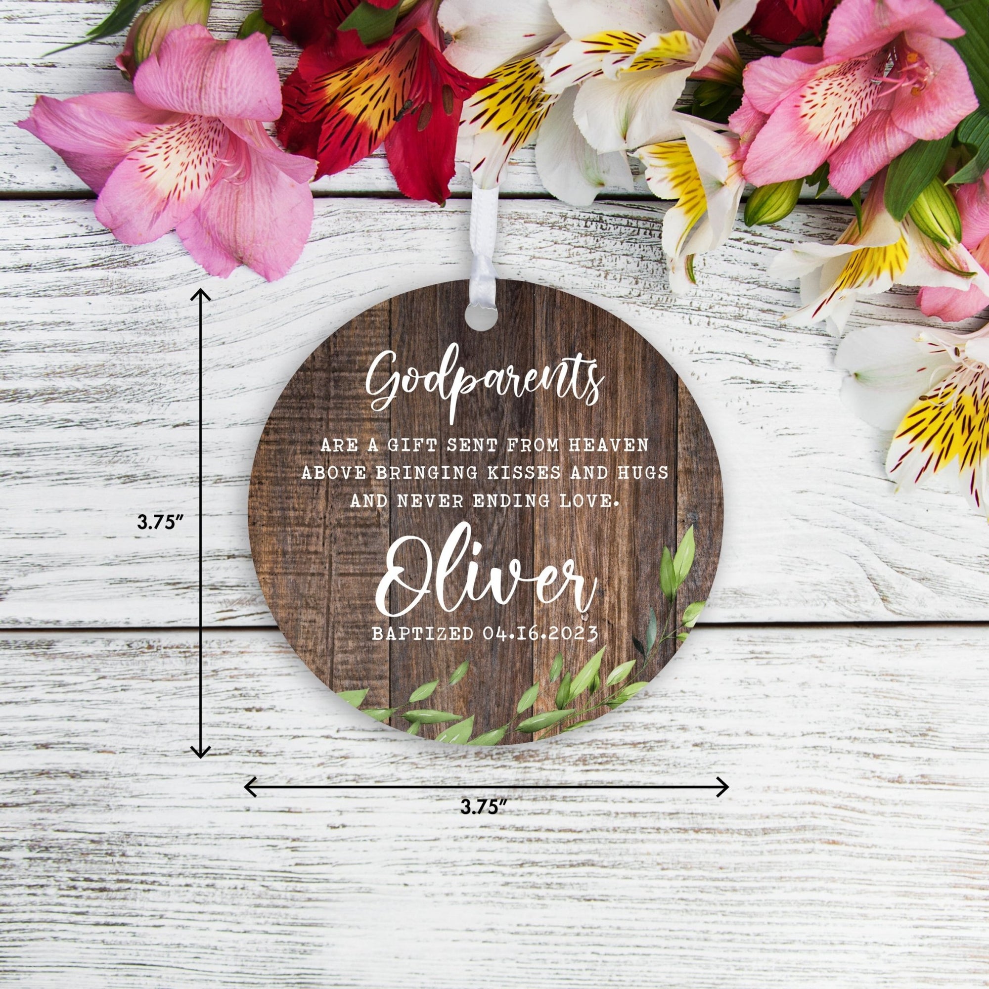 Personalized Unique Wooden Baptism Ornament Gift for Godchild - A Gift Sent From Heaven - LifeSong Milestones