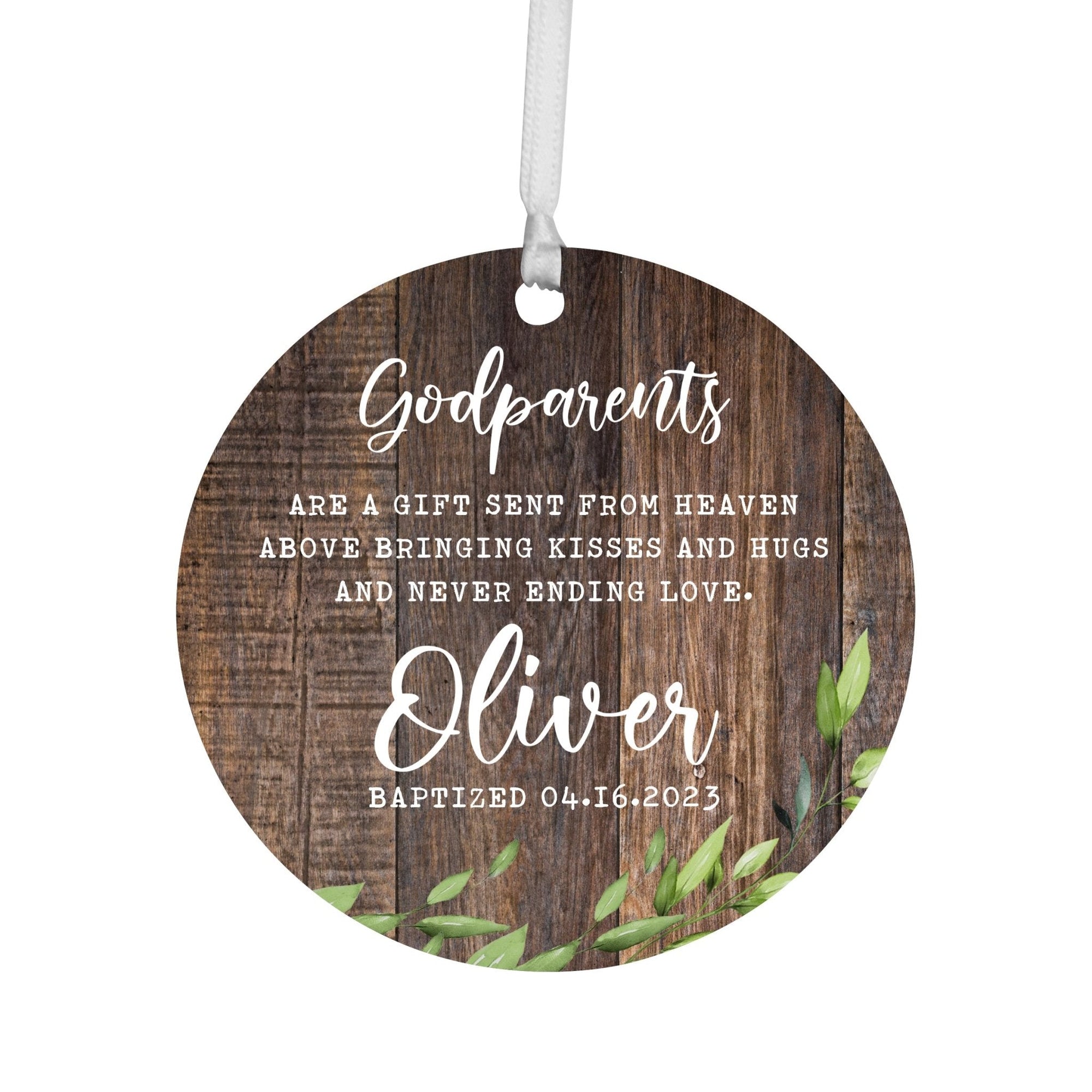 Personalized Unique Wooden Baptism Ornament Gift for Godchild - A Gift Sent From Heaven - LifeSong Milestones