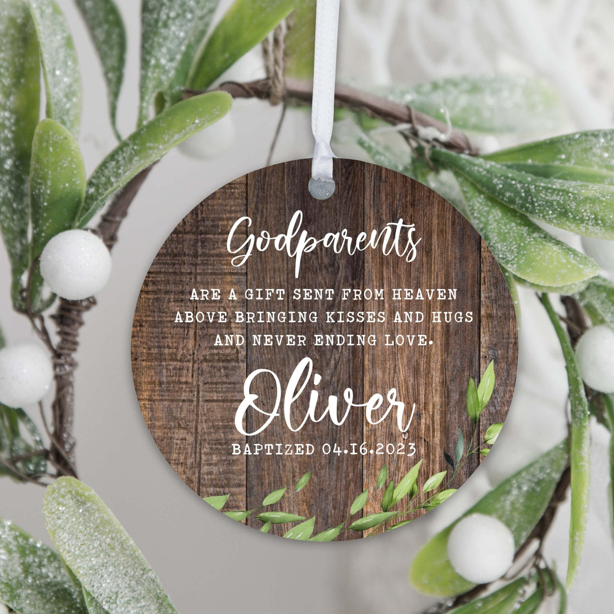 Personalized Unique Wooden Baptism Ornament Gift for Godchild - A Gift Sent From Heaven - LifeSong Milestones