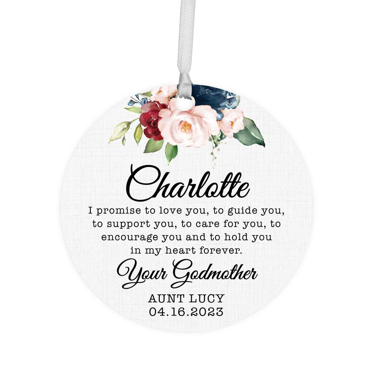 Personalized Unique Wooden Baptism Ornament Gift for Goddaughter - I Promise To Love You - LifeSong Milestones