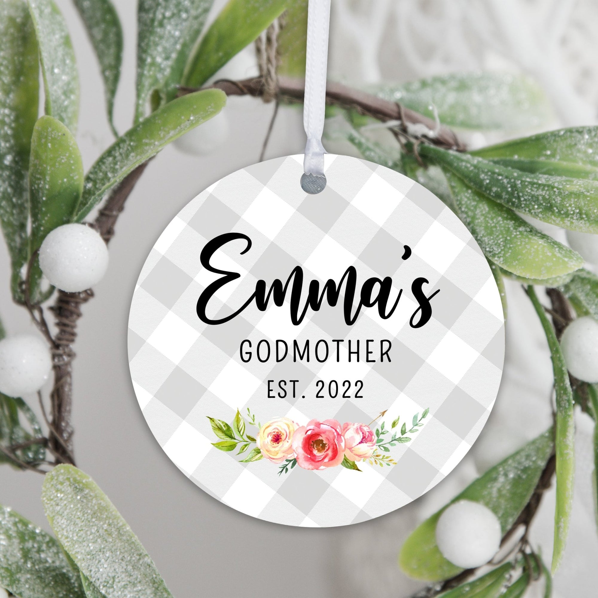 Personalized Unique Wooden Baptism Ornament Gift for Godmother - LifeSong Milestones