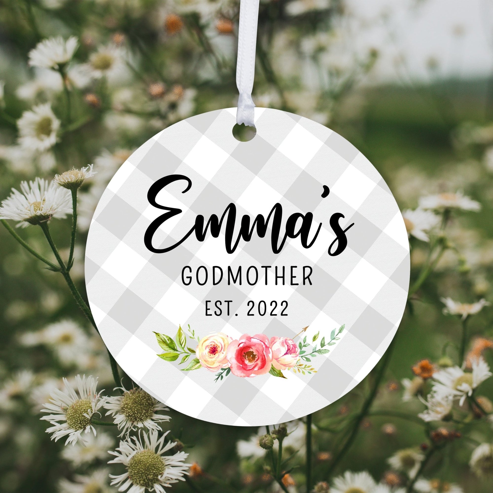 Personalized Unique Wooden Baptism Ornament Gift for Godmother - LifeSong Milestones