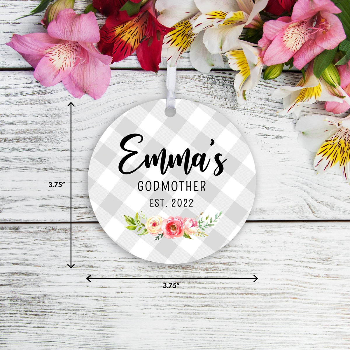 Personalized Unique Wooden Baptism Ornament Gift for Godmother - LifeSong Milestones