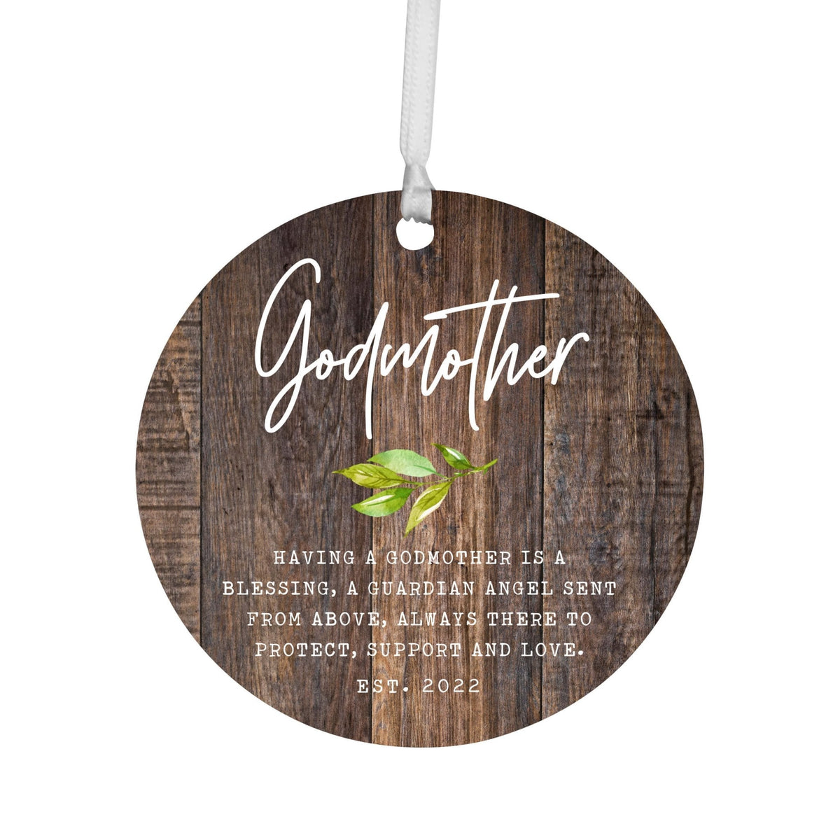 Personalized Unique Wooden Baptism Ornament Gift for Godmother - Having A Godmother Is A Blessing - LifeSong Milestones