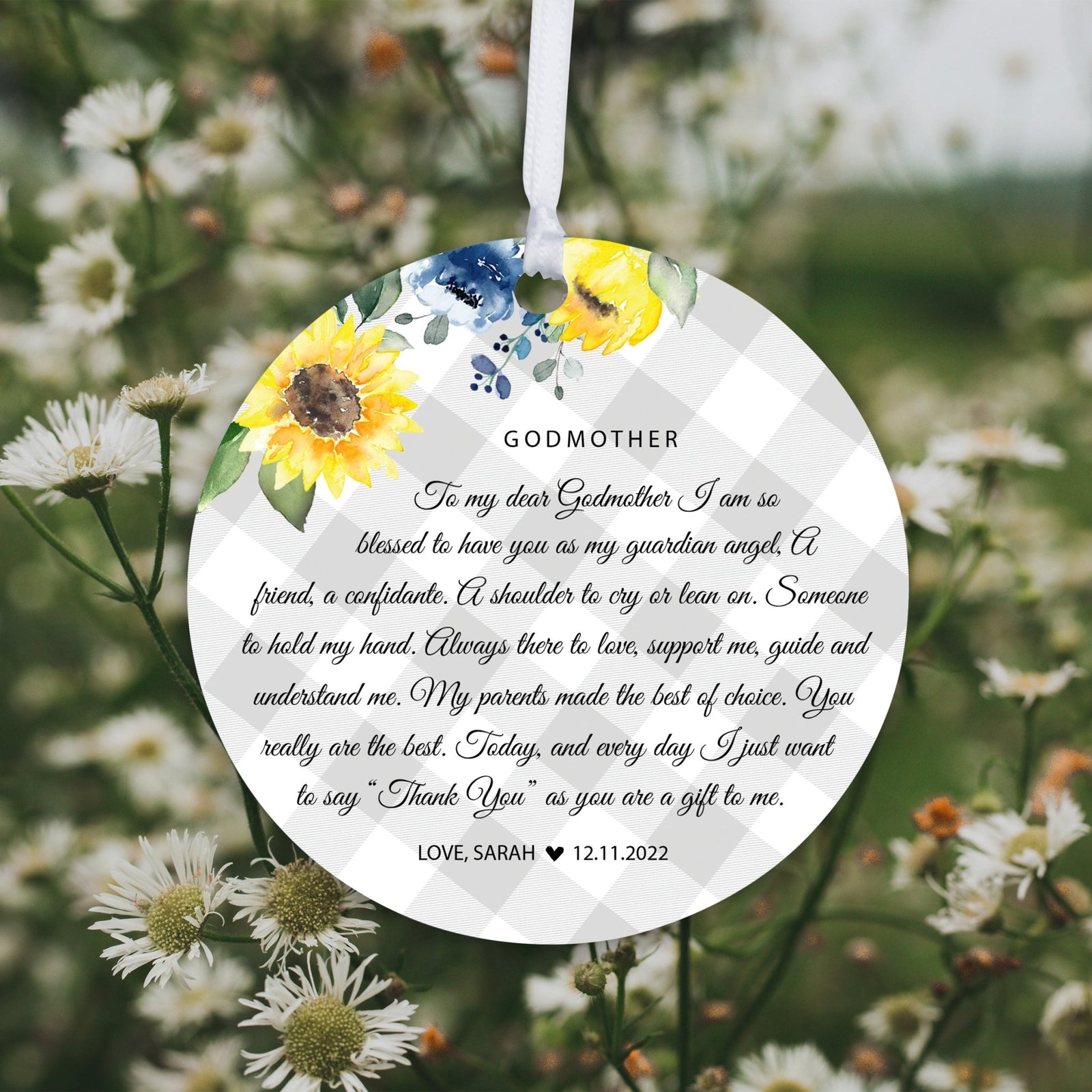Personalized Unique Wooden Baptism Ornament Gift for Godmother - I Am So Blessed - LifeSong Milestones