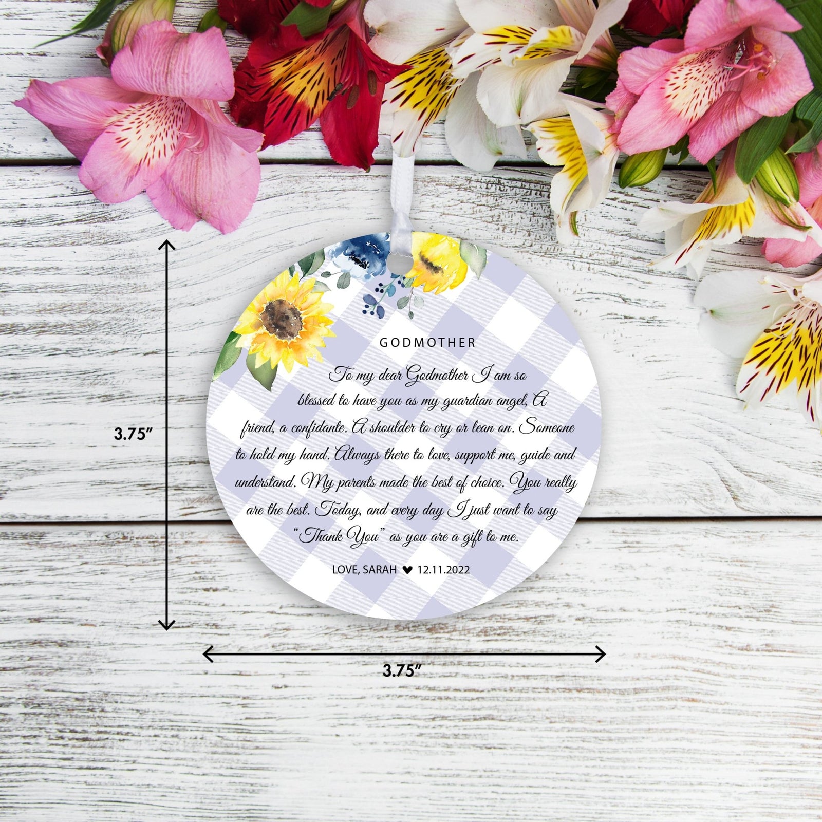 Personalized Unique Wooden Baptism Ornament Gift for Godmother - I Am So Blessed - LifeSong Milestones