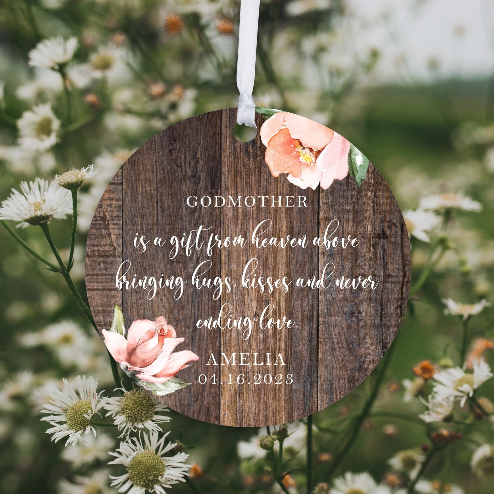 Personalized Unique Wooden Baptism Ornament Gift for Godmother - Is A Gift From Heaven - LifeSong Milestones