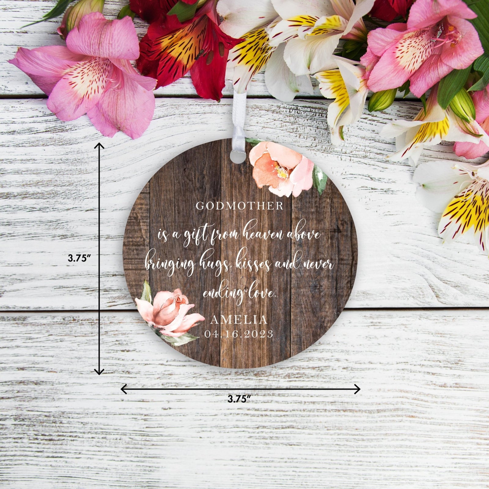 Personalized Unique Wooden Baptism Ornament Gift for Godmother - Is A Gift From Heaven - LifeSong Milestones