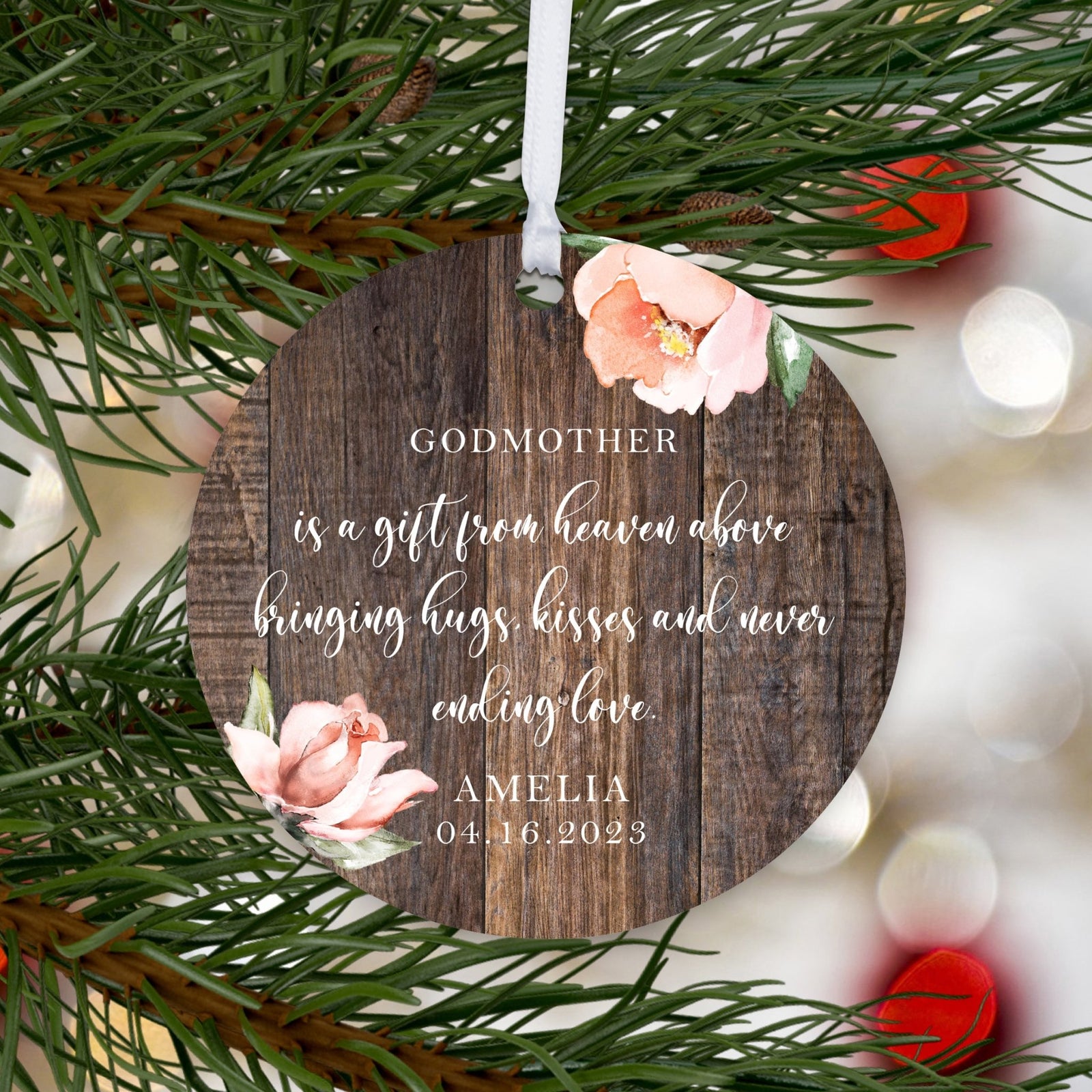 Personalized Unique Wooden Baptism Ornament Gift for Godmother - Is A Gift From Heaven - LifeSong Milestones