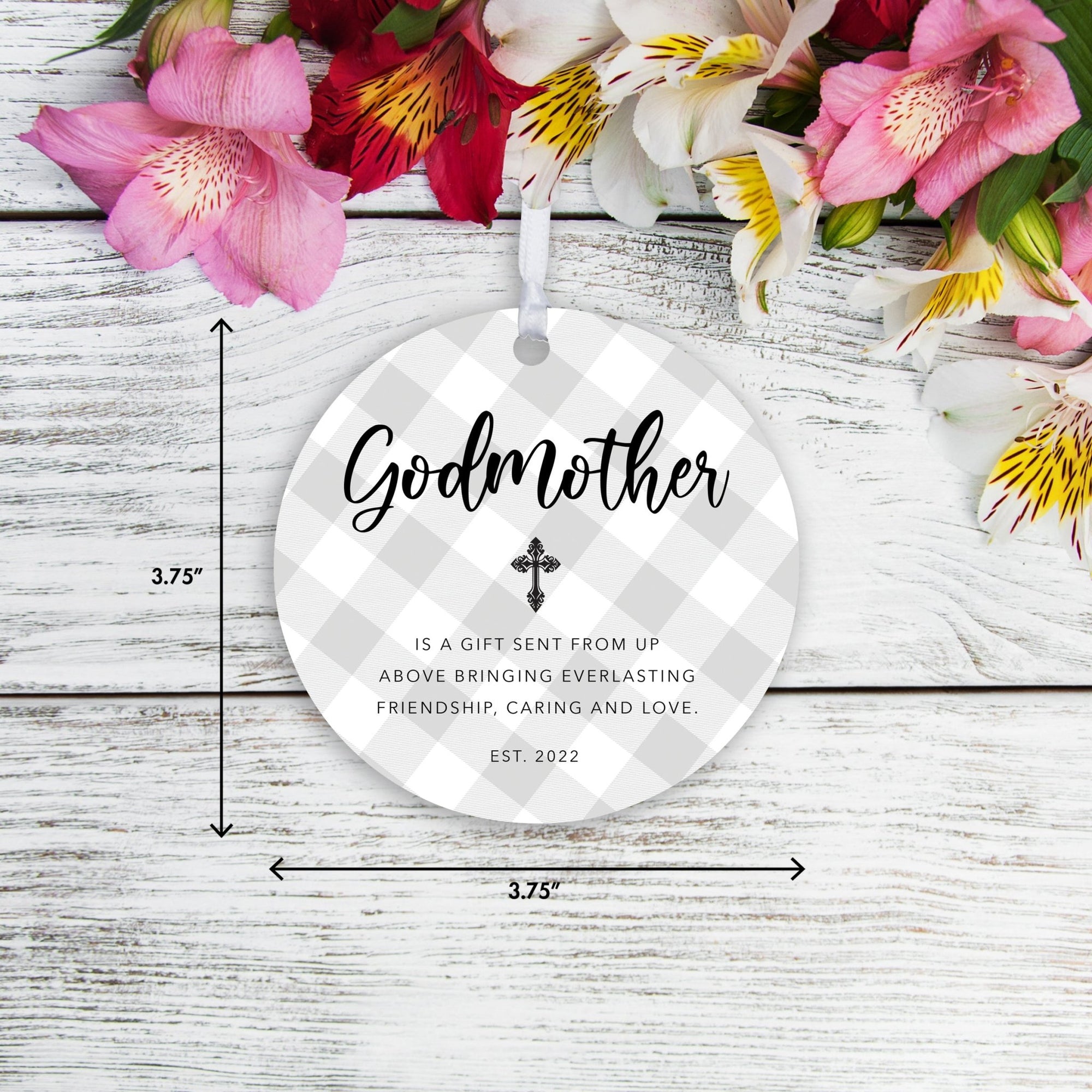 Personalized Unique Wooden Baptism Ornament Gift for Godmother - Is A Gift Sent From Above - LifeSong Milestones