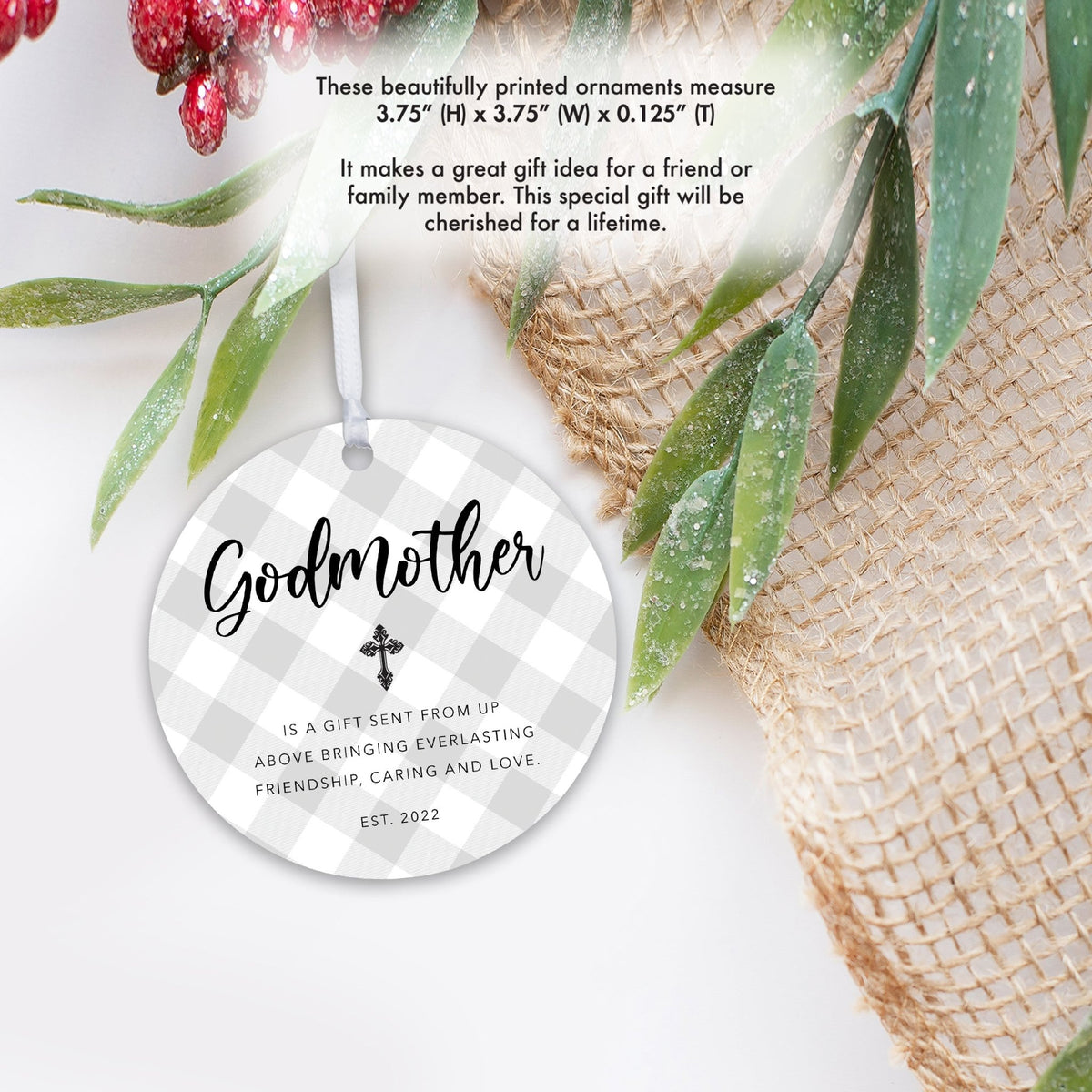 Personalized Unique Wooden Baptism Ornament Gift for Godmother - Is A Gift Sent From Above - LifeSong Milestones
