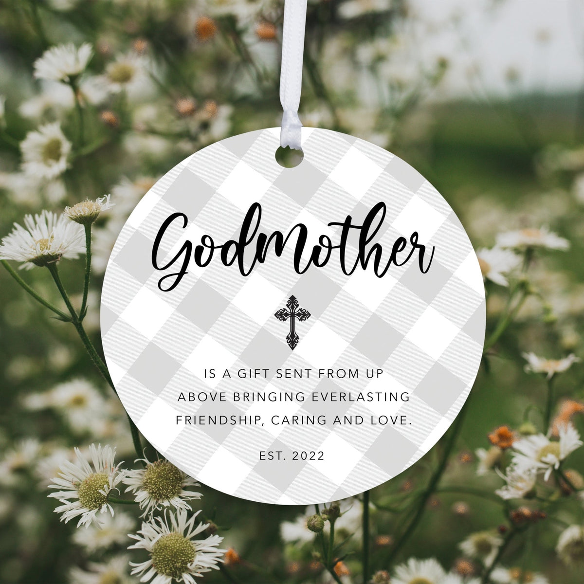 Personalized Unique Wooden Baptism Ornament Gift for Godmother - Is A Gift Sent From Above - LifeSong Milestones