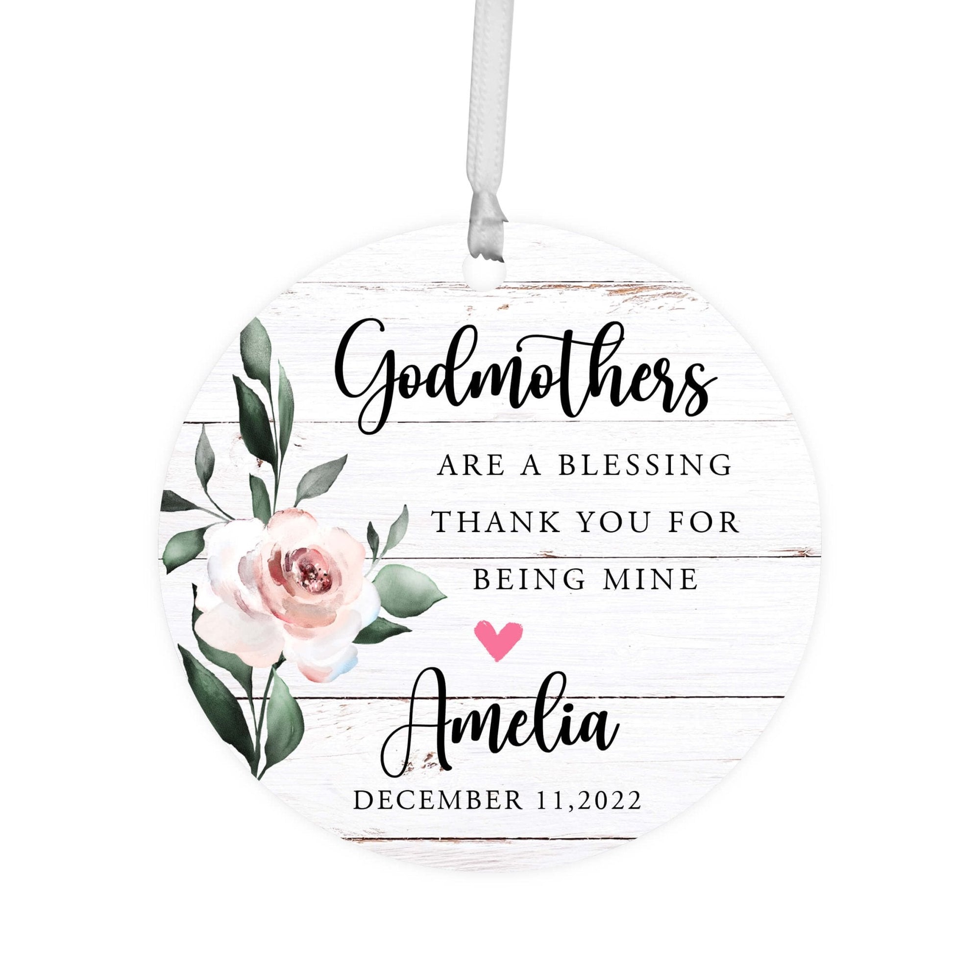 Personalized Unique Wooden Baptism Ornament Gift for Godmother - Thank You For Being Mine - LifeSong Milestones