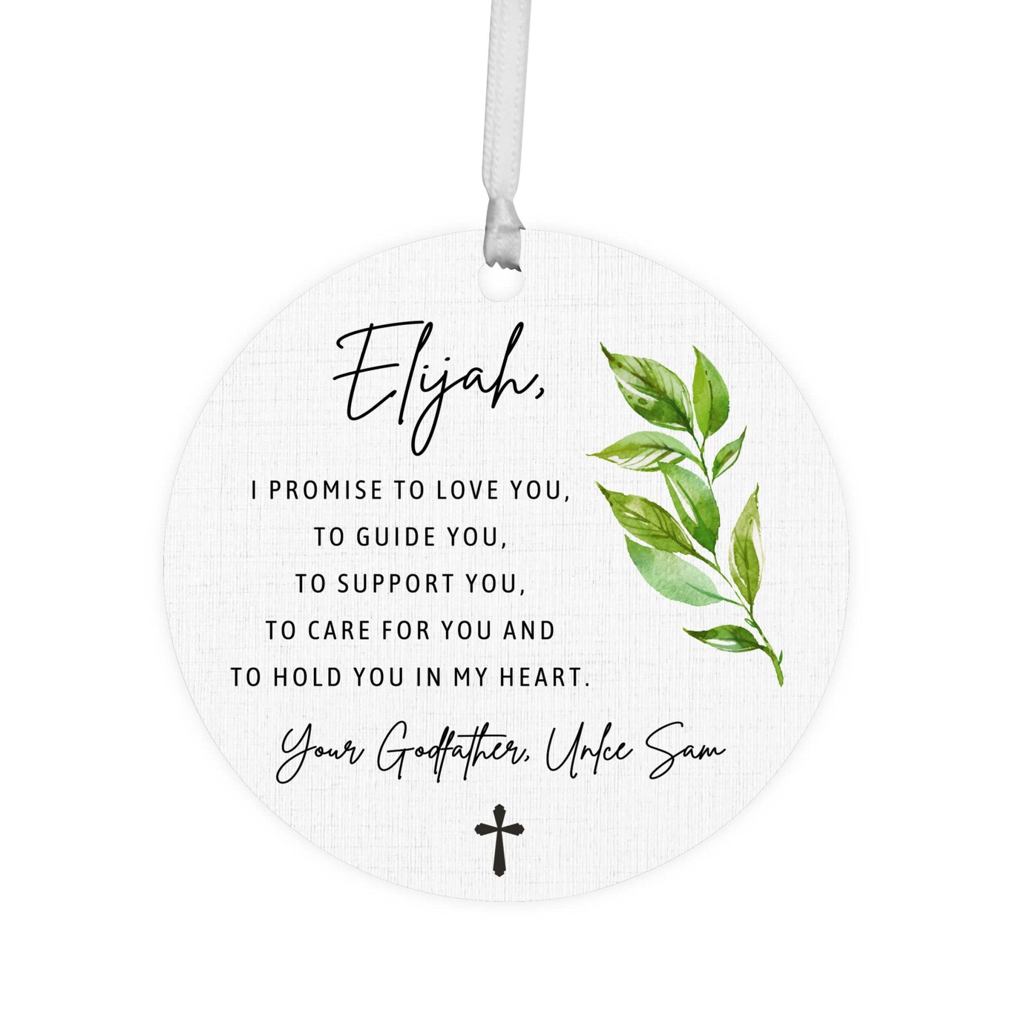 Personalized Unique Wooden Baptism Ornament Gift for Godson - I Promise To Love You - LifeSong Milestones
