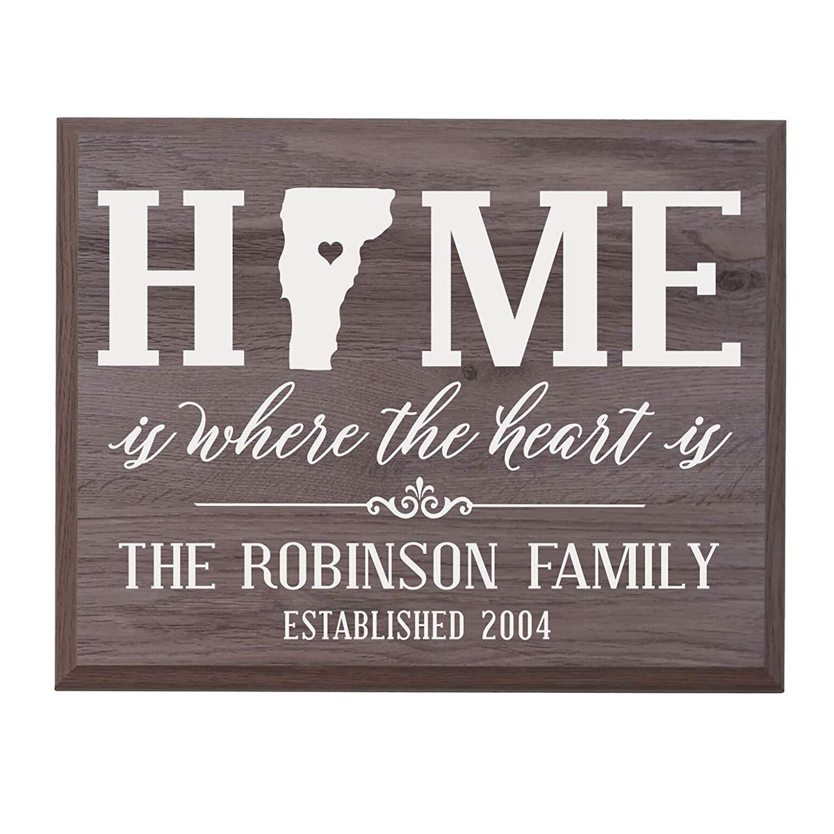 Personalized Vermont State Home is Where the heart is Sign - LifeSong Milestones