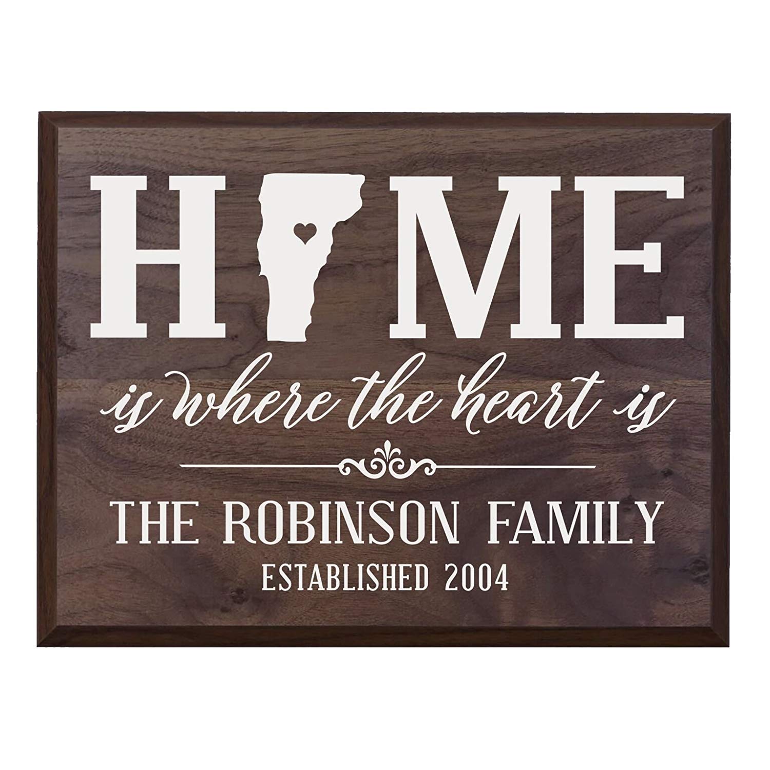Personalized Vermont State Home is Where the heart is Sign - LifeSong Milestones