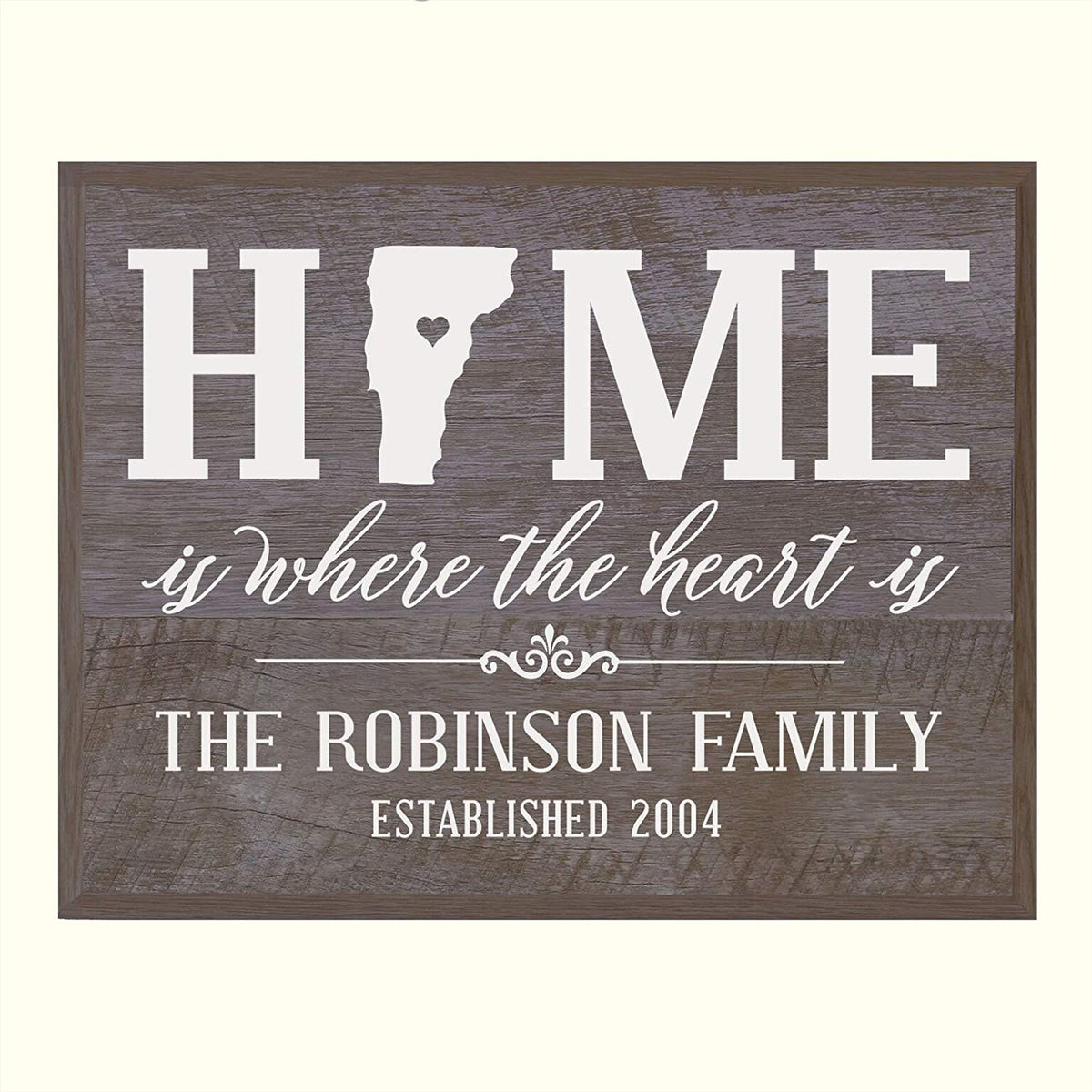 Personalized Vermont State Home is Where the heart is Sign - LifeSong Milestones
