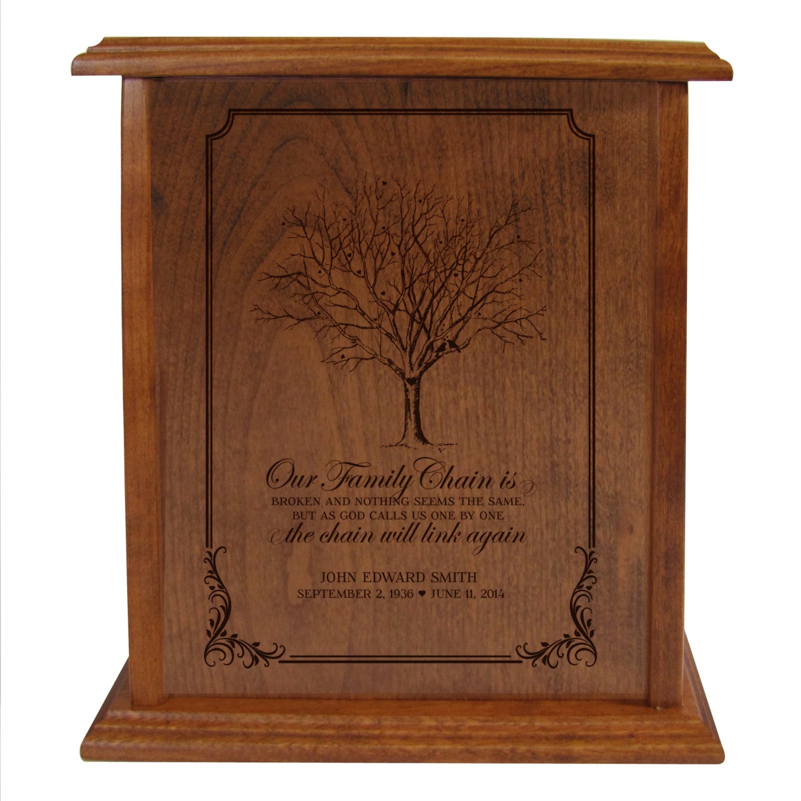 Personalized Vertical Cherry Urn - Family Chain - LifeSong Milestones