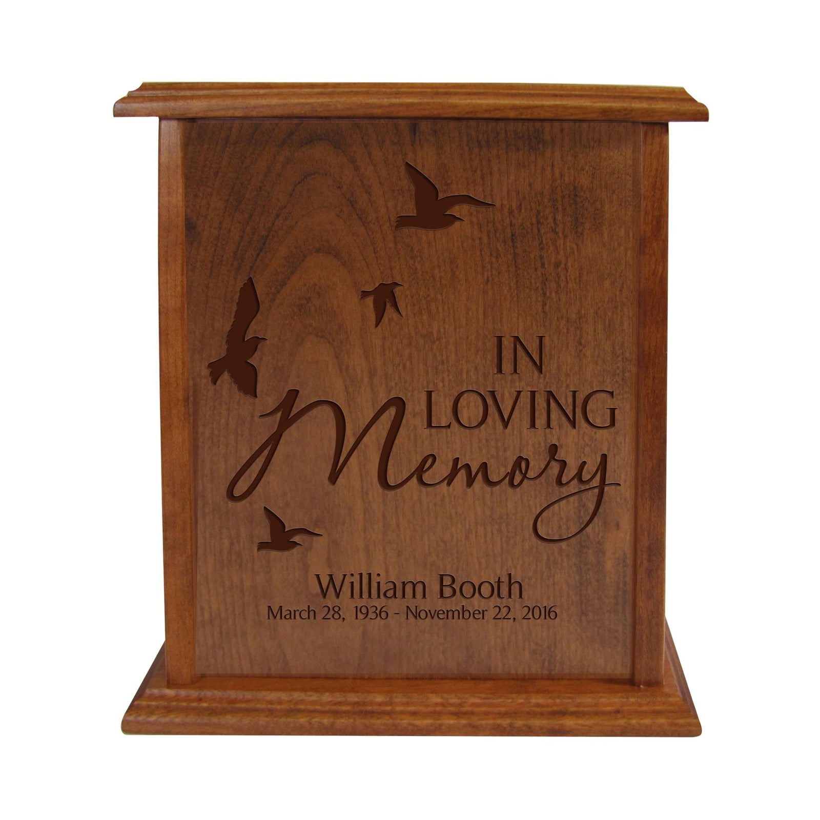Personalized Vertical Cherry Urn for Loss of Loved One 9.75 x 8.5 - In Loving Memory - LifeSong Milestones