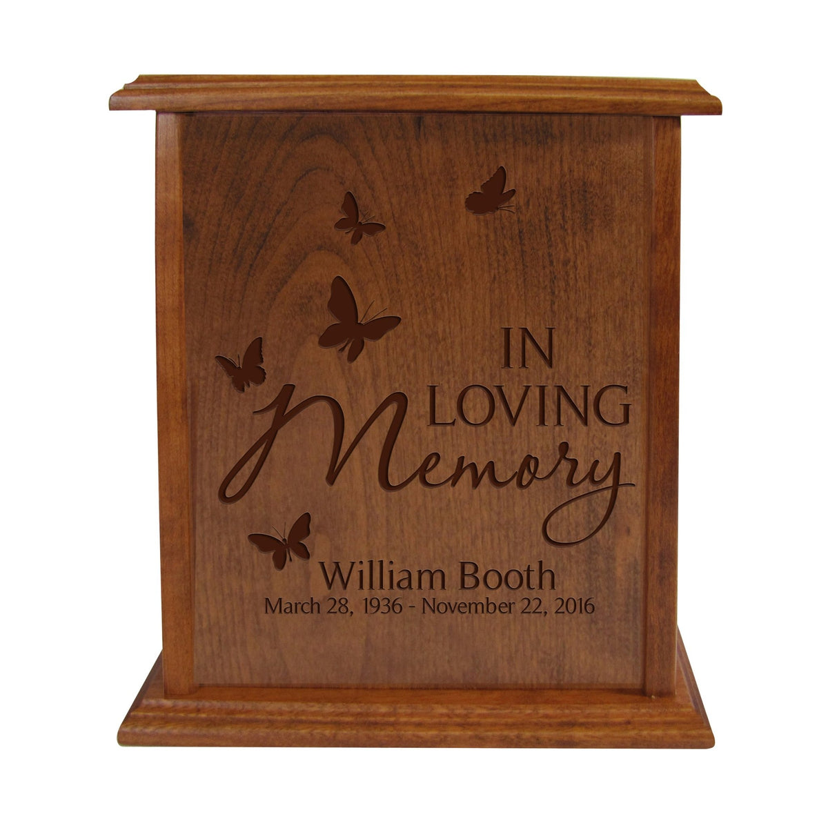 Personalized Vertical Cherry Urn for Loss of Loved One 9.75 x 8.5 - In Loving Memory - LifeSong Milestones