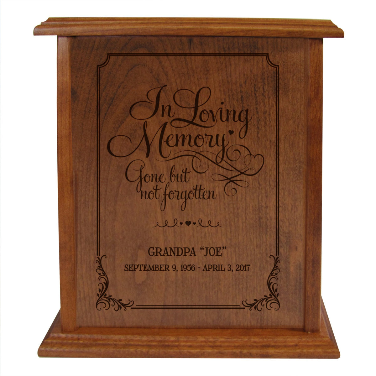 Personalized Vertical Cherry Urn - Gone But Not Forgotten - LifeSong Milestones