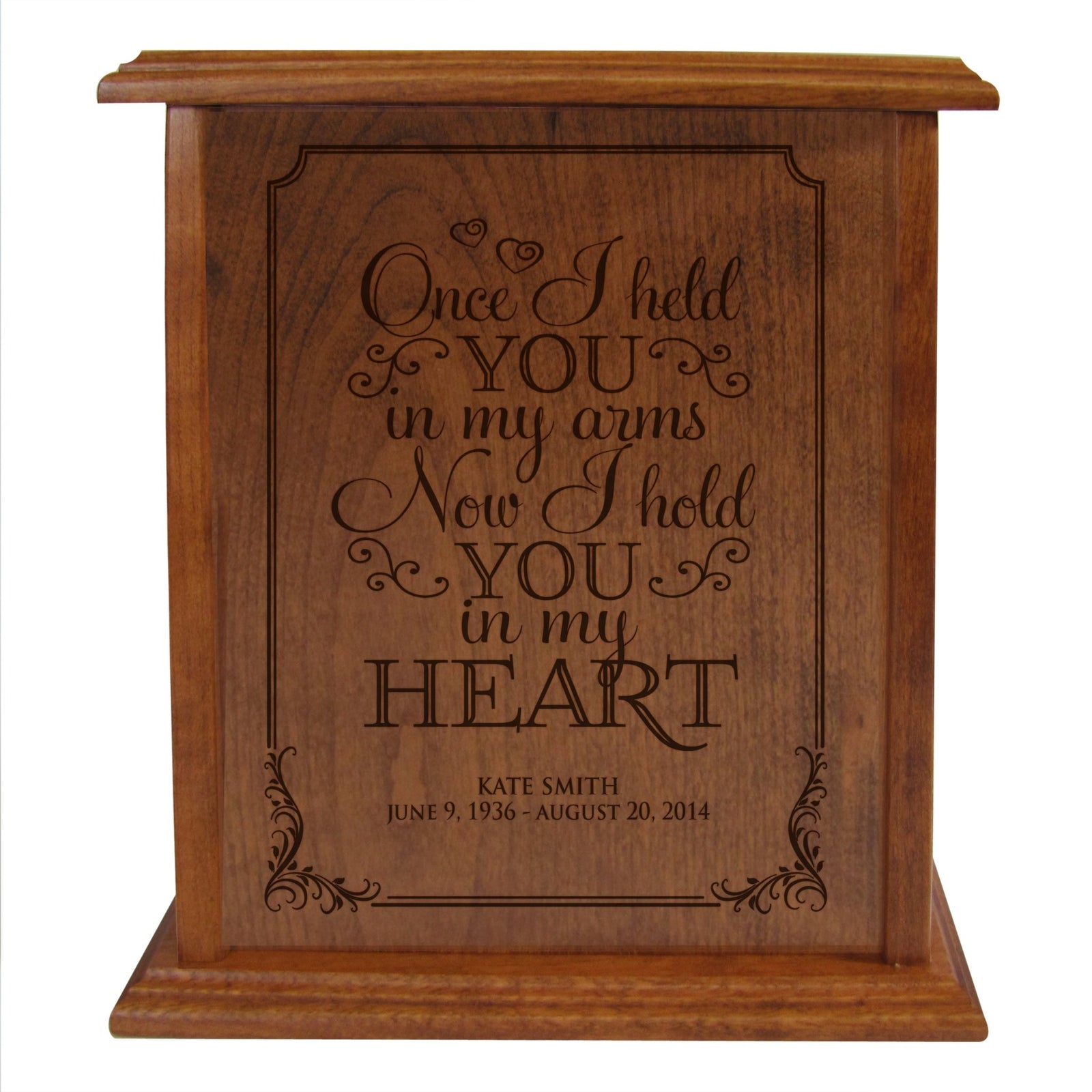 Personalized Vertical Cherry Urn - I Held You - LifeSong Milestones