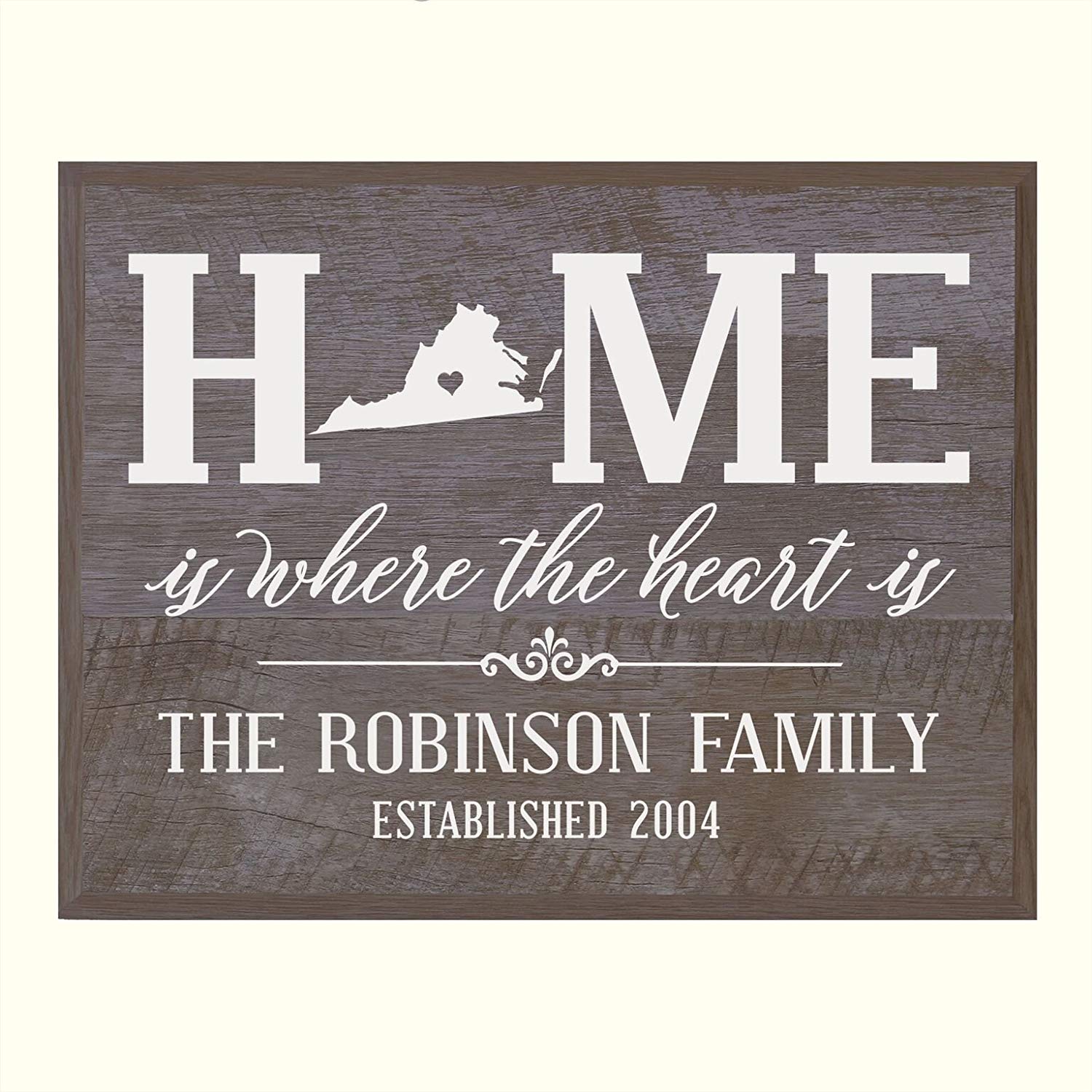 Personalized Virginia State Home is Where the heart is Sign - LifeSong Milestones