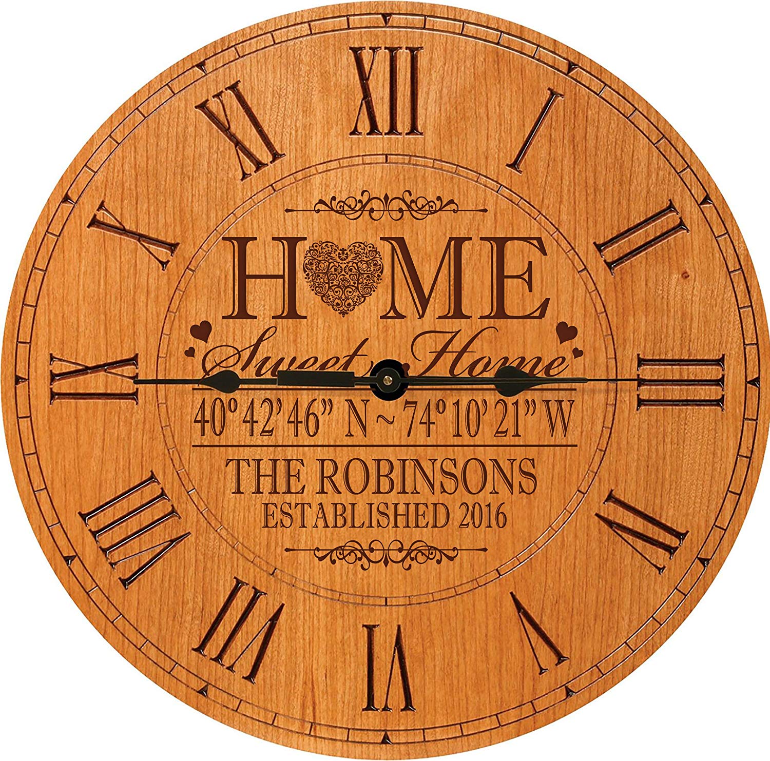 Personalized Wall Clock Longitude And Latitude - Home Sweet Home - LifeSong Milestones