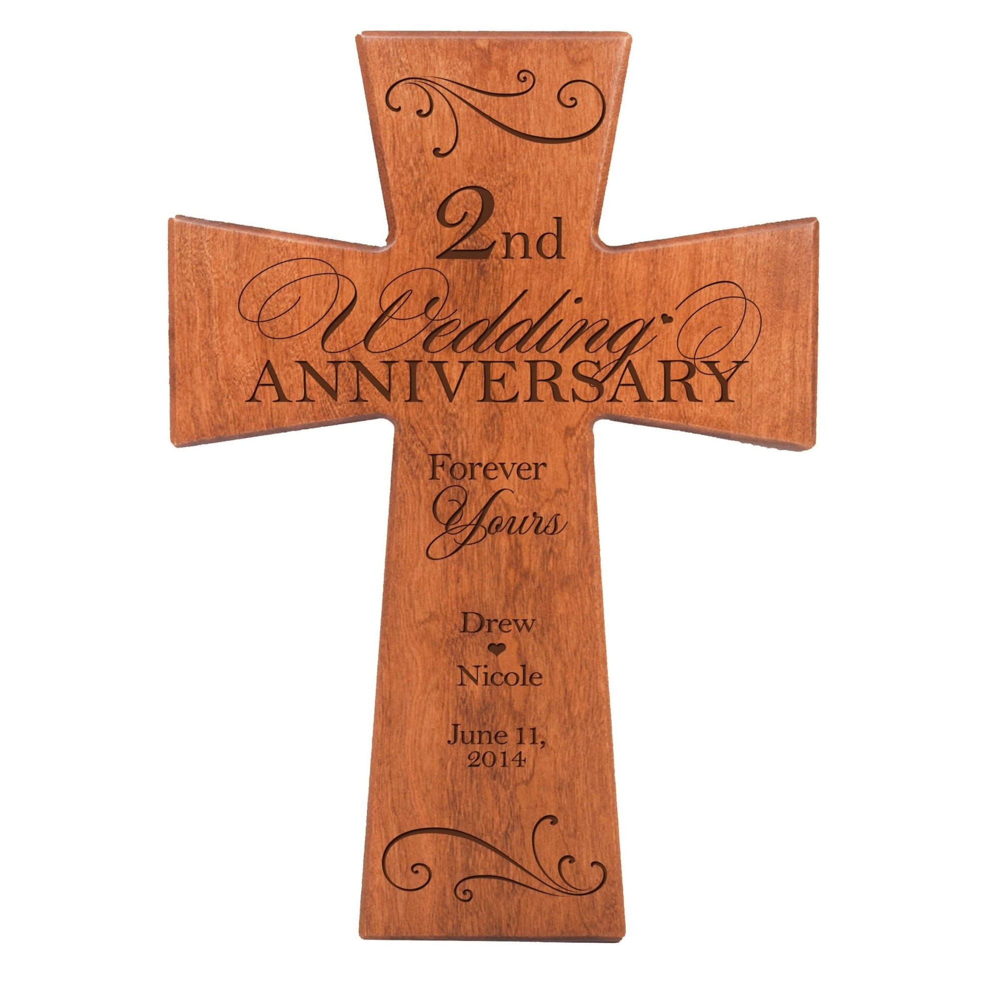 Personalized Wall Cross for 2nd Wedding Anniversary - Forever Yours - LifeSong Milestones