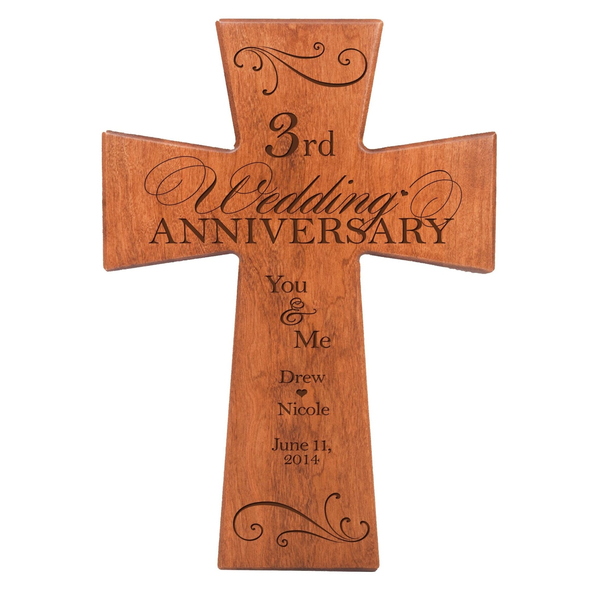 Personalized Wall Cross for 3rd Wedding Anniversary - You & Me - LifeSong Milestones