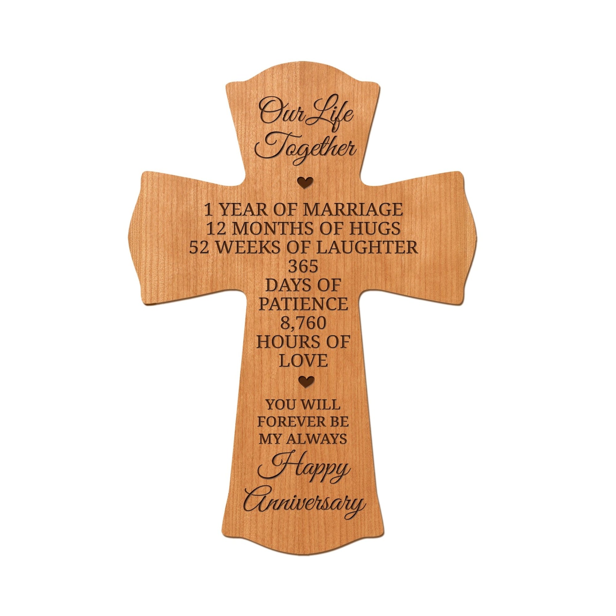 Personalized Wall Cross Gifts for 1st Wedding Anniversary - Our Life Together - LifeSong Milestones