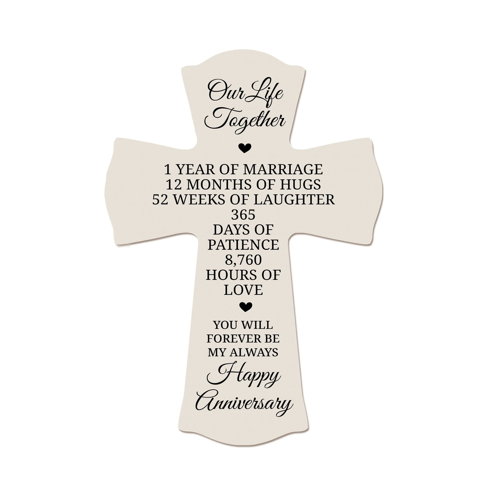 Personalized Wall Cross Gifts for 1st Wedding Anniversary - Our Life Together - LifeSong Milestones