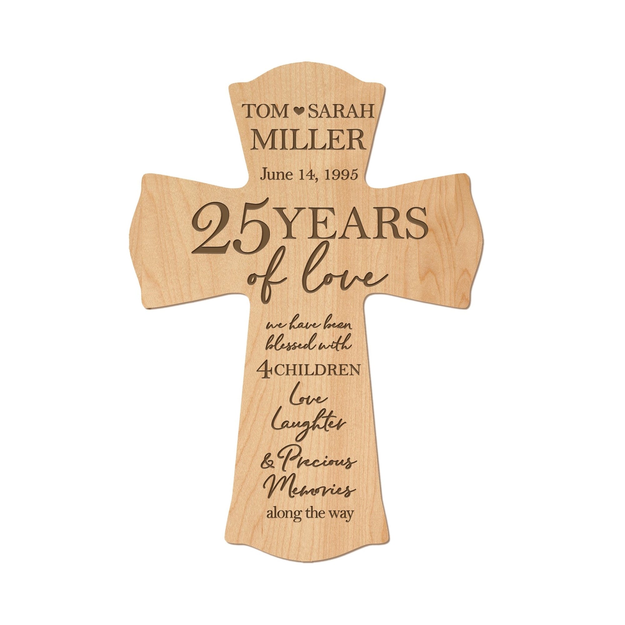 Personalized Wall Cross Gifts for 25th Wedding Anniversary - LifeSong Milestones