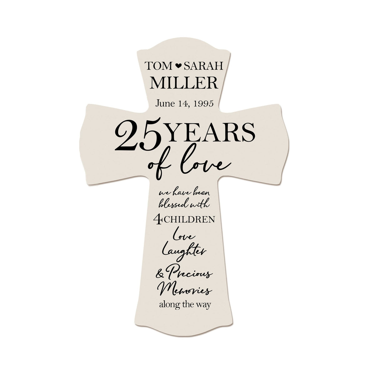 Personalized Wall Cross Gifts for 25th Wedding Anniversary - LifeSong Milestones
