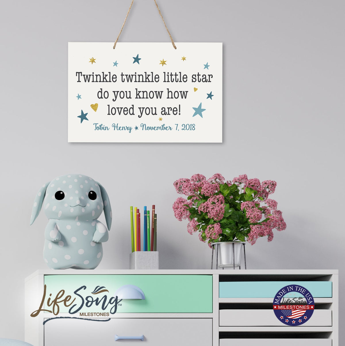 Personalized Wall Decor For Nursery Boys Bedroom Hanging Wall Art - LifeSong Milestones